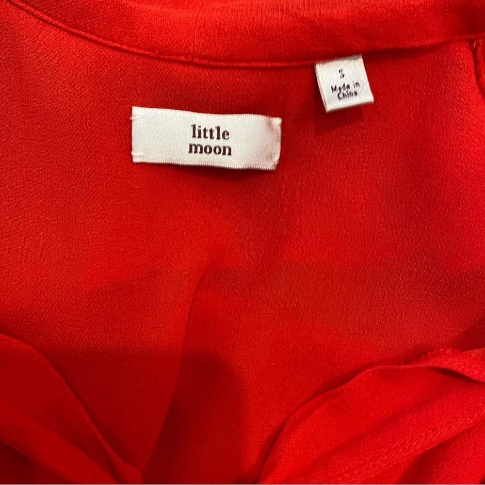 Aritzia Little Moon Gazania Ruffle Blouse In Red Size Small - Picture 9 of 11